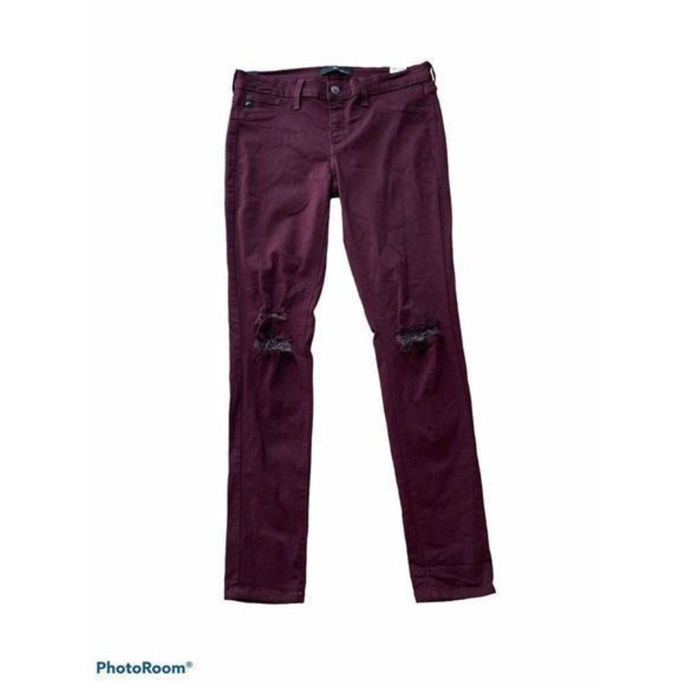 Kancan Stretch Skinny Pants Cut KC1654 Women’s Sz 28 Maroon Burgundy Distressed
